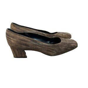 Stuart Weitzman Suede Block Toe Heel Shoes Y2K Pumps Women's 8AA
